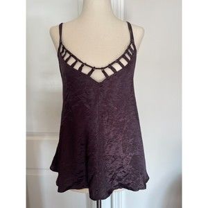 FREE PEOPLE Silky Strappy Plum Purple Tank Top, Size XS